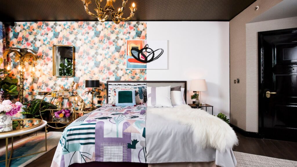 Bold and vibrant duvet design in a beautiful room